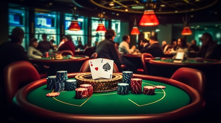 Permainan slot Hood vs Wolf dengan grid pembayaran dan simbol-simbol tematik di platform naga333